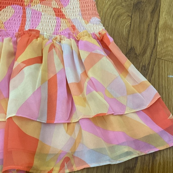Aqua Girls Pink and Orange Printed Ruffled Dress Size M - Picture 5 of 8